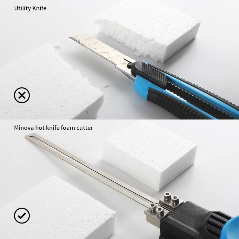 MINOVA Rotatable Hot Knife Foam Cutter Styrofoam Cutting Tool Kit Air Cooled 200W AC Hot Knife Cutter Foam Cutting Tool Kit with Whole Accessories