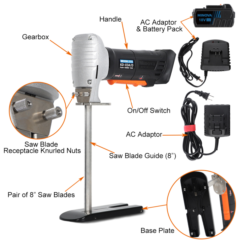 MINOVA Brushless Foam Rubber Cutter 8” Kit KD-03A+D