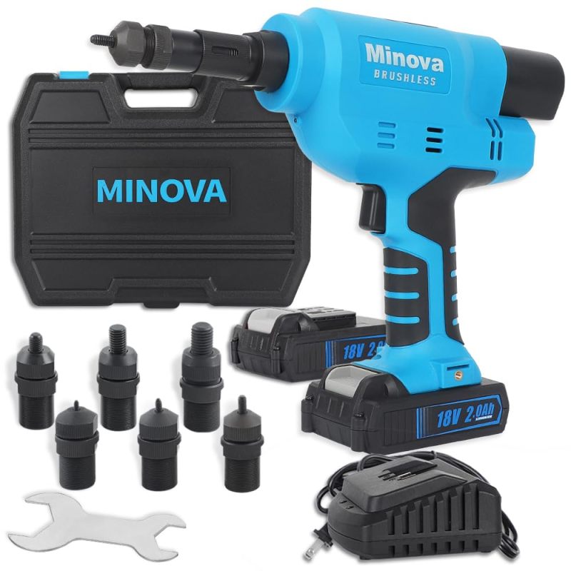 MINOVA Brushless Rivet Nut Tool KD-04X Rivnut Tool Rivet Nut Gun Electric Rivet Nut Gun Set with Case(Cordless)