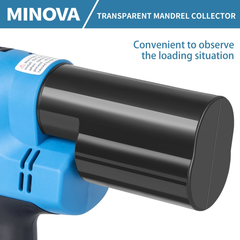 MINOVA KD-02X+ Brushless Rivet Gun, Cordless Rivet Tool compatible with 1/4"(6.4mm) Stainless Steel Rivets, Automatic Rivet Recoil with 18V 4.0Ah Battery(2pcs) 1 Charger, Portable Carrying Case