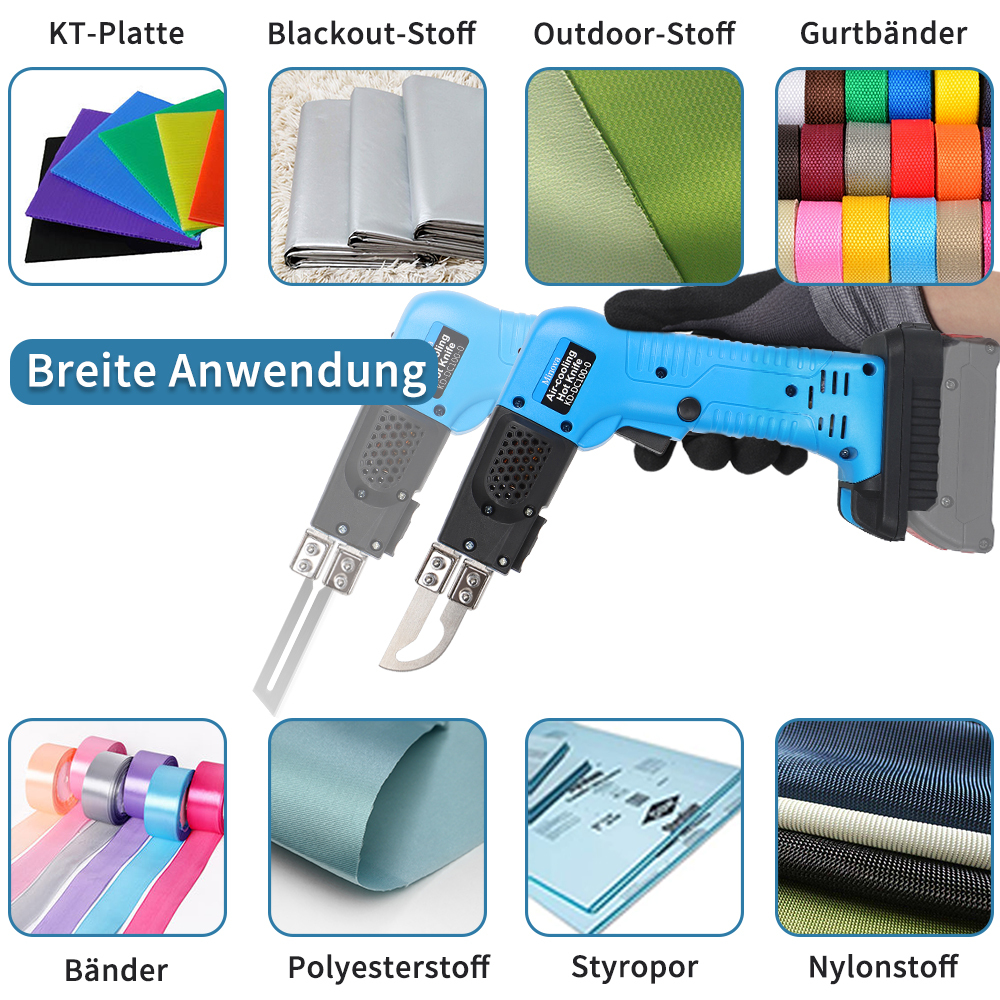 MINOVA Styrocutter Heißes Messer Kabelloser Luftgekühlter Elektrischer Heißschneider Stoffschneidwerkzeug-Set Schaumstoff-, Seil- & Stoffschneider mit Batteriekonverter Geeignet für Bosch Batterie