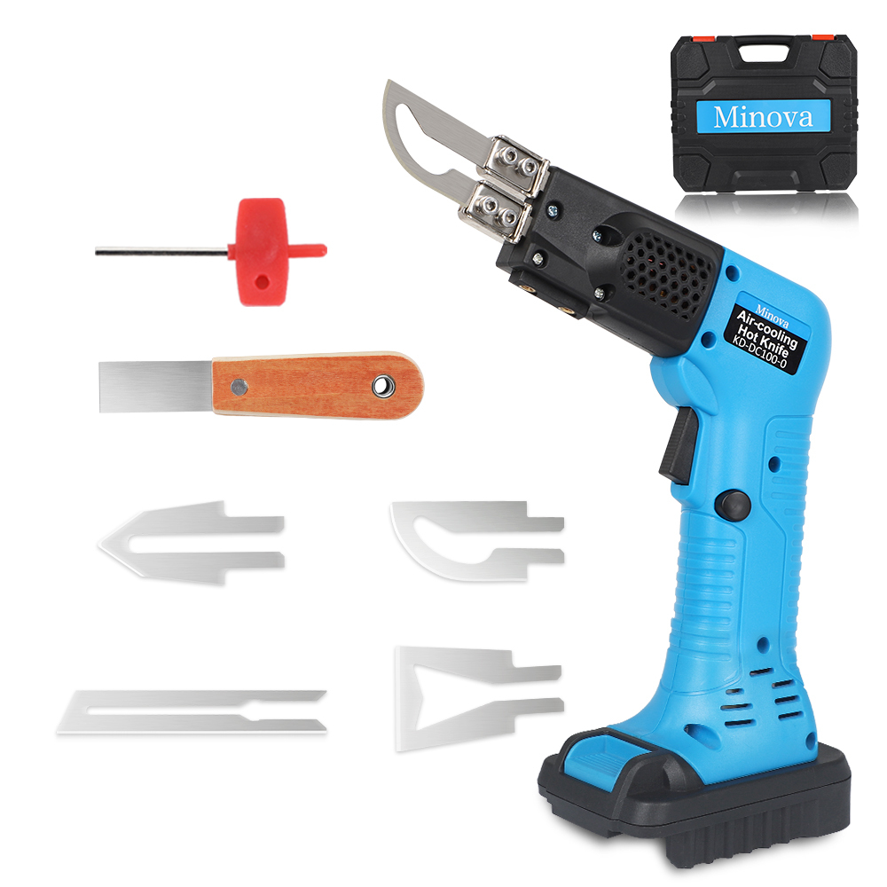 MINOVA Styrocutter Heißes Messer Kabelloser Luftgekühlter Elektrischer Heißschneider Stoffschneidwerkzeug-Set Schaumstoff-, Seil- & Stoffschneider mit Batteriekonverter Geeignet für Bosch Batterie