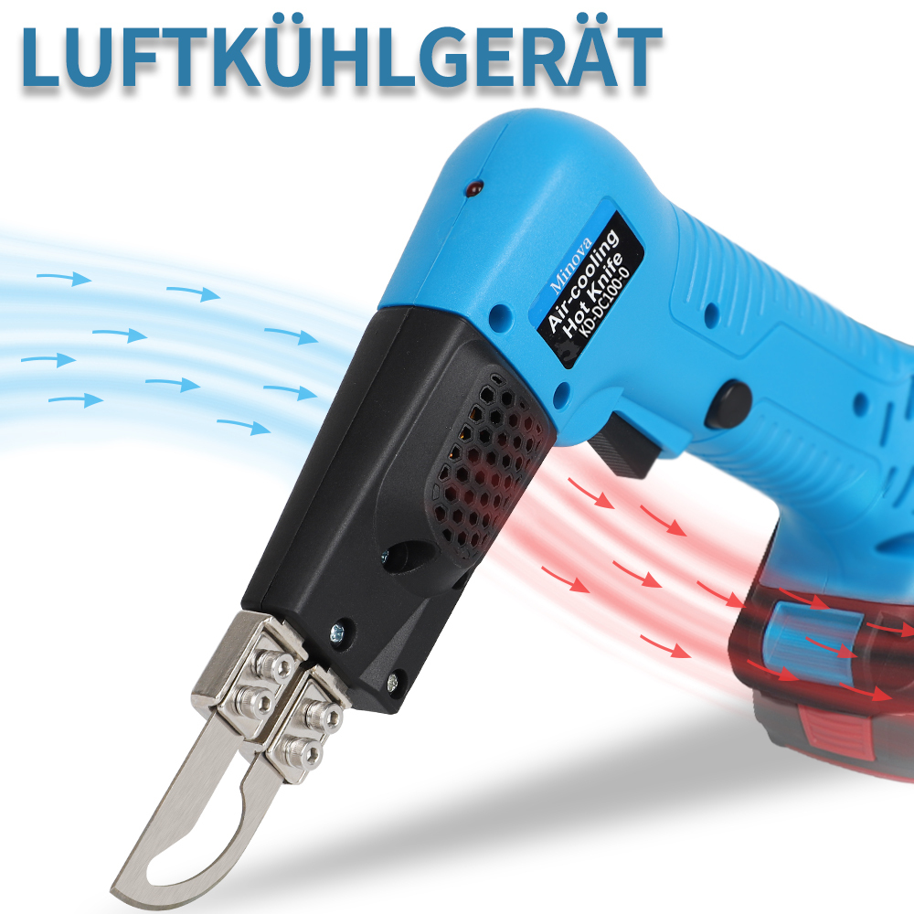 MINOVA Styrocutter Heißes Messer Kabelloser Luftgekühlter Elektrischer Heißschneider Stoffschneidwerkzeug-Set Schaumstoff-, Seil- & Stoffschneider mit Batteriekonverter Geeignet für Bosch Batterie