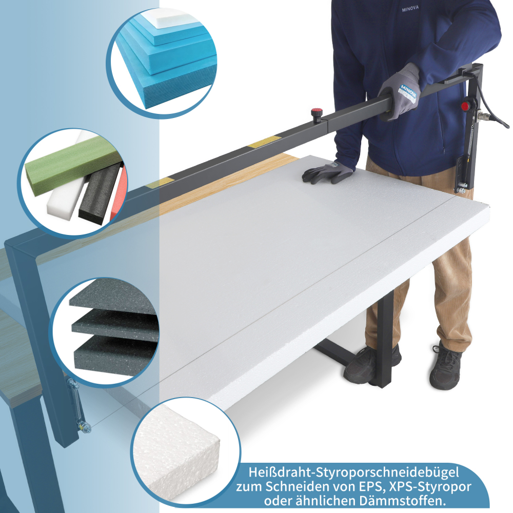 Schnittlänge 1.360 mm | Styroporschneider - Styrobow - Handschneidebügel mit BOS Batteriekonverter(ohne BOS AKKU)