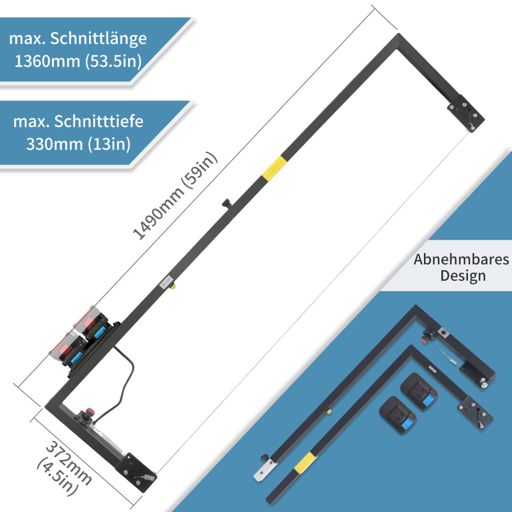 Schnittlänge 1.360 mm | Styroporschneider - Styrobow - Handschneidebügel mit BOS Batteriekonverter(ohne BOS AKKU)