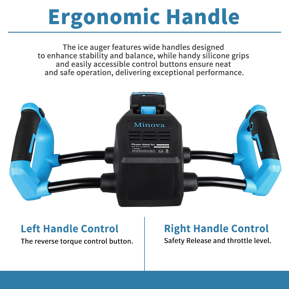 Electric Ice Fishing Auger, 10-Inch 40V 8.0Ah Cordless Ice Auger, Includes an 10-Inch Ice Auger Drill Bit for Ice Boring & Ice Fishing, a Lithium-Ion Battery
