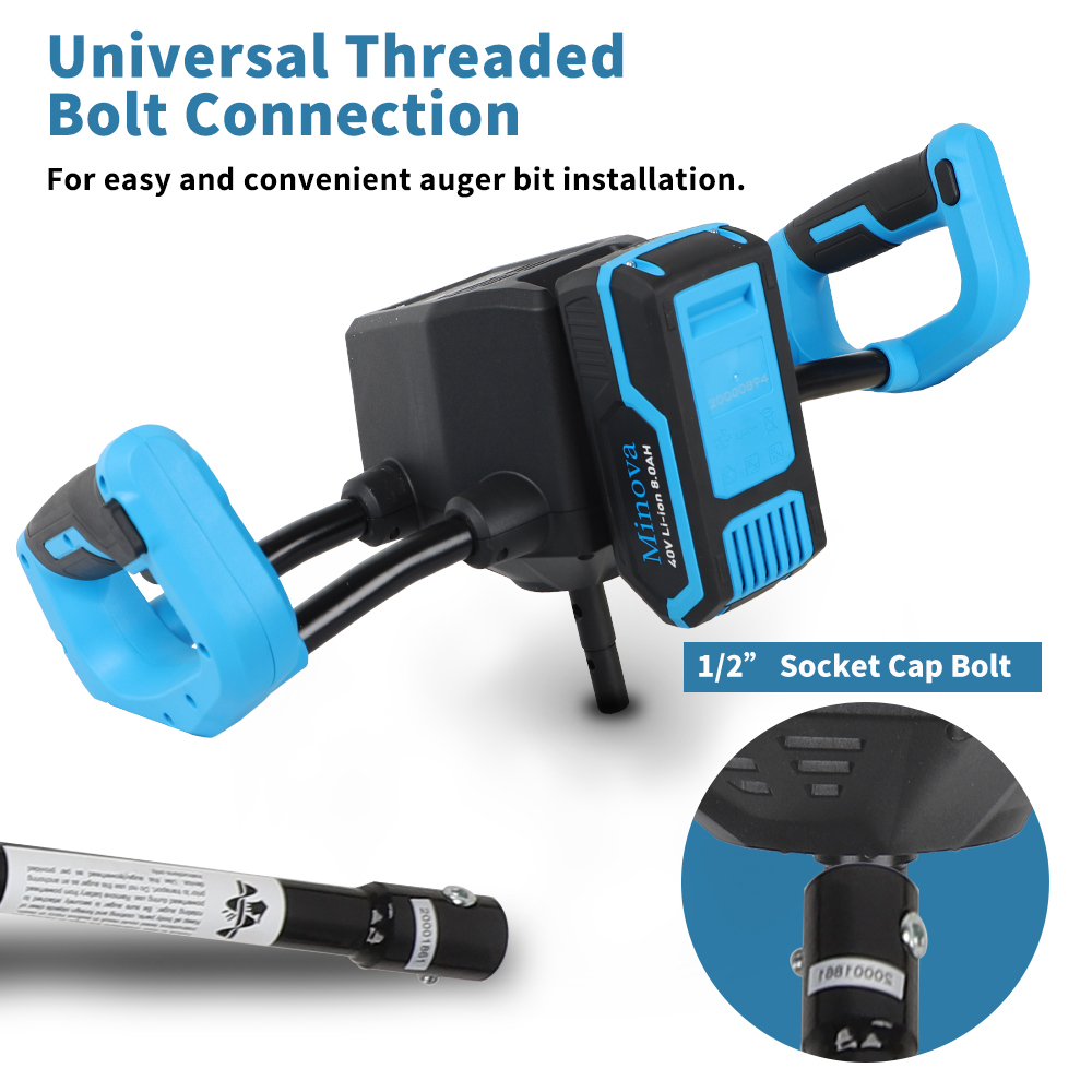 Electric Ice Fishing Auger, 10-Inch 40V 8.0Ah Cordless Ice Auger, Includes an 10-Inch Ice Auger Drill Bit for Ice Boring & Ice Fishing, a Lithium-Ion Battery