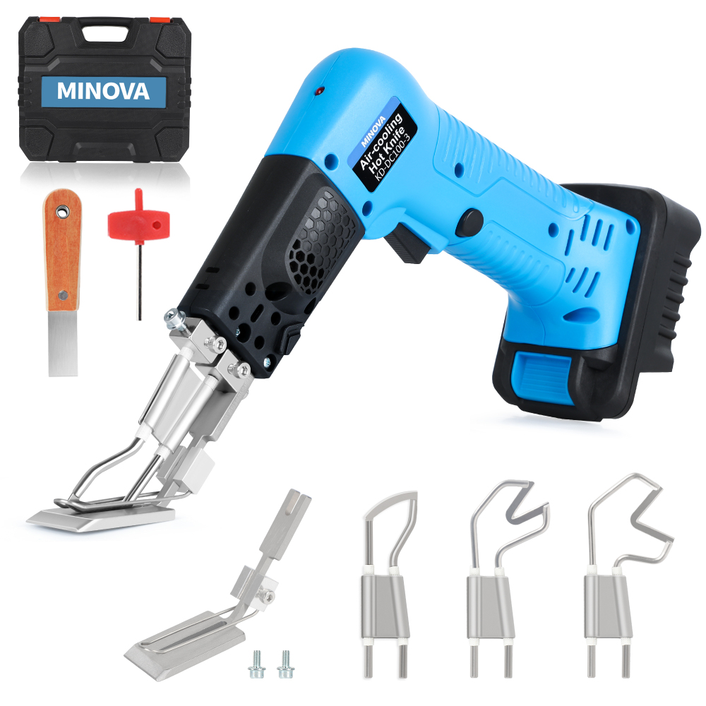 Cordless Air Cooling Pro Electric Hot Knife Kit, 3 Blades 1 Presser Foot Fabric Cutter & Rope Cutting Tool with Heavy-Duty Case & Battery Adapter compatible with MWK