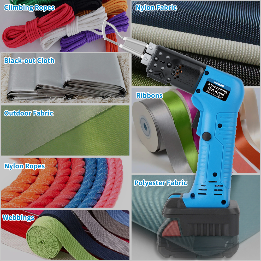 Cordless Air Cooling Pro Electric Hot Knife Kit, 3 Blades 1 Presser Foot Fabric Cutter & Rope Cutting Tool with Heavy-Duty Case & Battery Adapter compatible with MWK