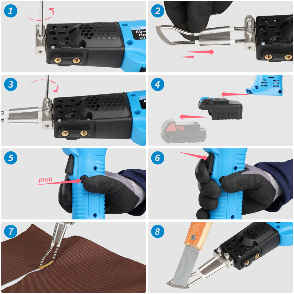 Cordless Air Cooling Pro Electric Hot Knife Kit, 3 Blades 1 Presser Foot Fabric Cutter & Rope Cutting Tool with Heavy-Duty Case & Battery Adapter compatible with MWK