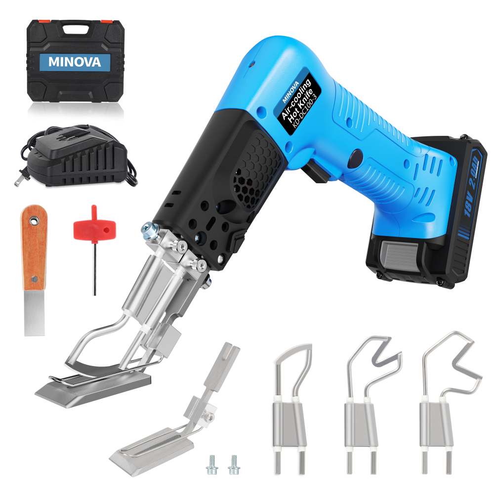 Cordless Air Cooled Pro Electric Hot Knife Fabric Cutter Rope Cutting Tool Kit with Blades & Accessories 2.0Ah 18V