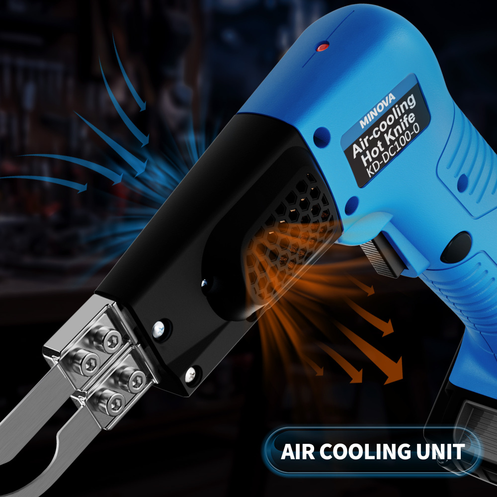 Cordless Air Cooled Pro Electric Hot Knife Fabric Cutter Rope Cutting Tool Kit with 4pcs Blades & Accessories 2.0Ah 18V