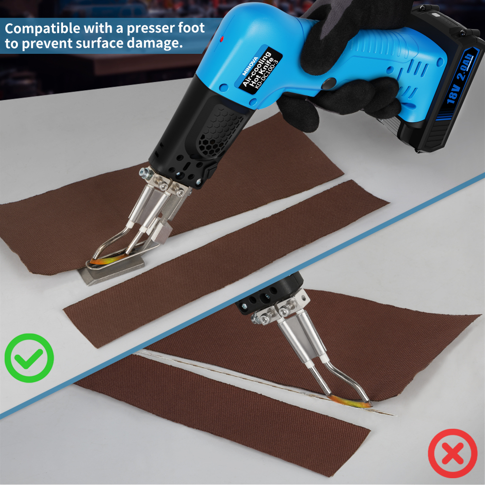 Cordless Air Cooled Pro Electric Hot Knife Fabric Cutter Rope Cutting Tool Kit with Blades & Accessories 2.0Ah 18V