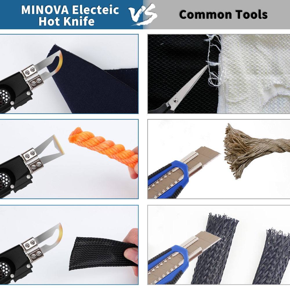 Cordless Air Cooled Pro Electric Hot Knife Fabric Cutter Rope Cutting Tool Kit with 4pcs Blades & Accessories 2.0Ah 18V