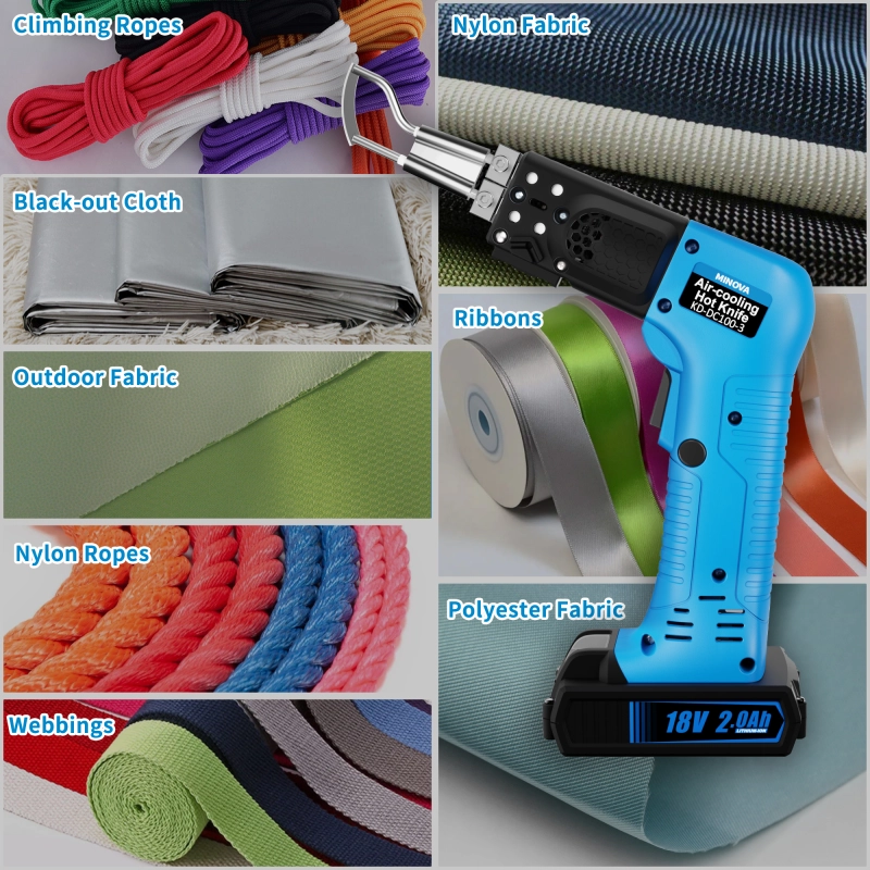 Cordless Air Cooled Pro Electric Hot Knife Fabric Cutter Rope Cutting Tool Kit with Blades & Accessories 2.0Ah 18V