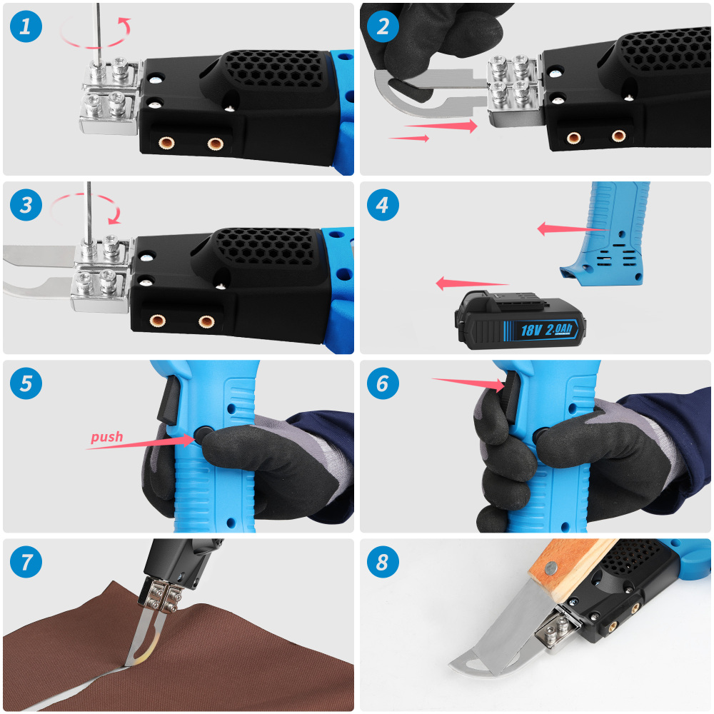 Cordless Air Cooled Pro Electric Hot Knife Fabric Cutter Rope Cutting Tool Kit with 4pcs Blades & Accessories 2.0Ah 18V