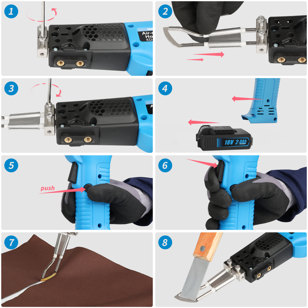 Cordless Air Cooled Pro Electric Hot Knife Fabric Cutter Rope Cutting Tool Kit with Blades & Accessories 2.0Ah 18V