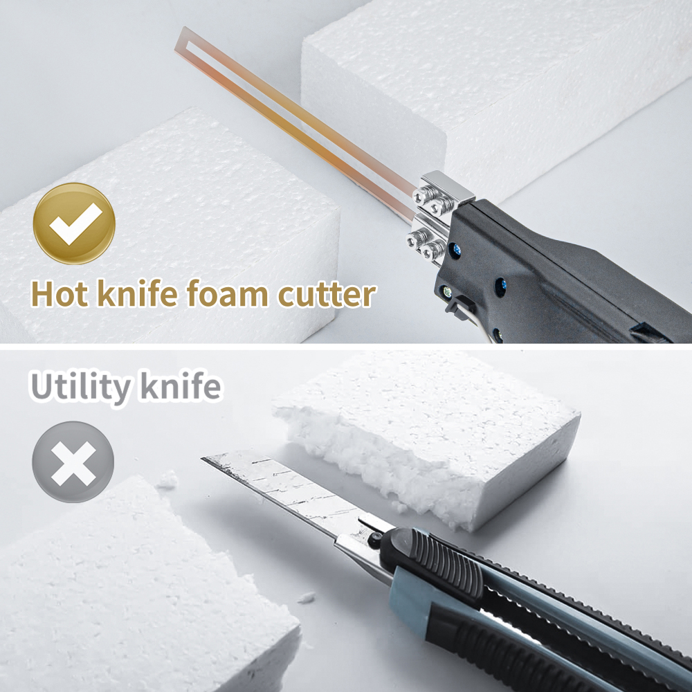 Hot Knife Foam Cutter, Innovative Design Pro Styrofoam Cutting Tool Kit with Foldable Safety Stand, Electric 190W Hot Knife with 4 Blades for PP, EPS, XPS, EVA, EPE, PU, KT Board, Sponge