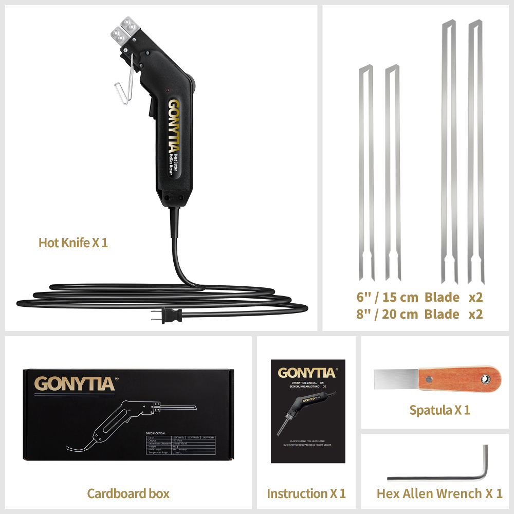 Hot Knife Foam Cutter, Innovative Design Pro Styrofoam Cutting Tool Kit with Foldable Safety Stand, Electric 190W Hot Knife with 4 Blades for PP, EPS, XPS, EVA, EPE, PU, KT Board, Sponge