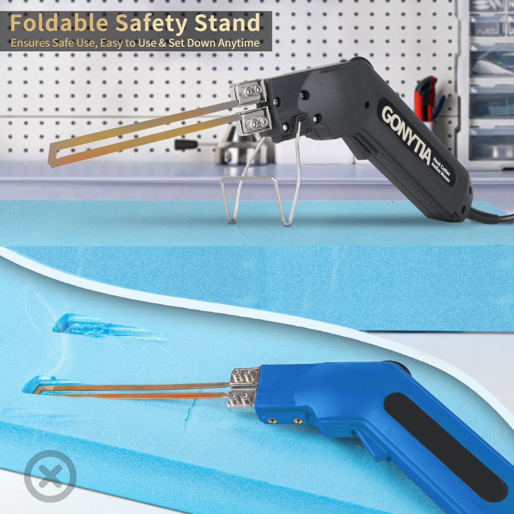 Hot Knife Foam Cutter, Innovative Design Pro Styrofoam Cutting Tool Kit with Foldable Safety Stand, Electric 190W Hot Knife with 4 Blades for PP, EPS, XPS, EVA, EPE, PU, KT Board, Sponge