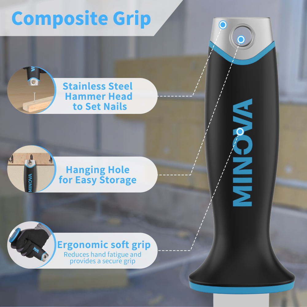 Insulation Knife, 11 Inch Serrated Sharp Blade, Double Side Insulation Cutter Tool With Stainless Steel Head, Cutting Mineral Wool Insulation Sod Cutter (Insulation Knife with Hammer)