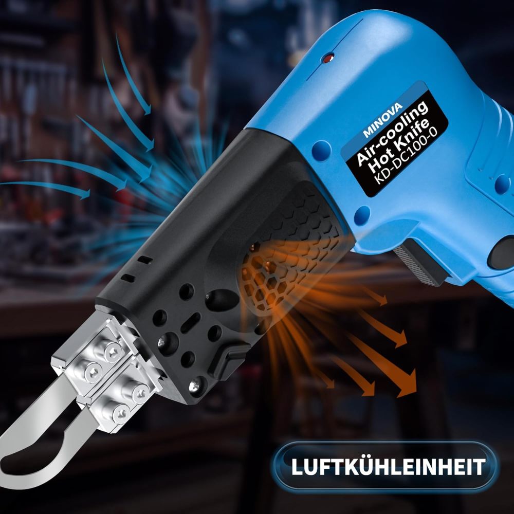 MINOVA Styrocutter Heißes Messer Kabelloser Luftgekühlter Professioneller Elektrischer Heißschneider Stoffschneidwerkzeug-Set Schaumstoff-, Seil- & Stoffschneider (MKT Batteriekonverter)
