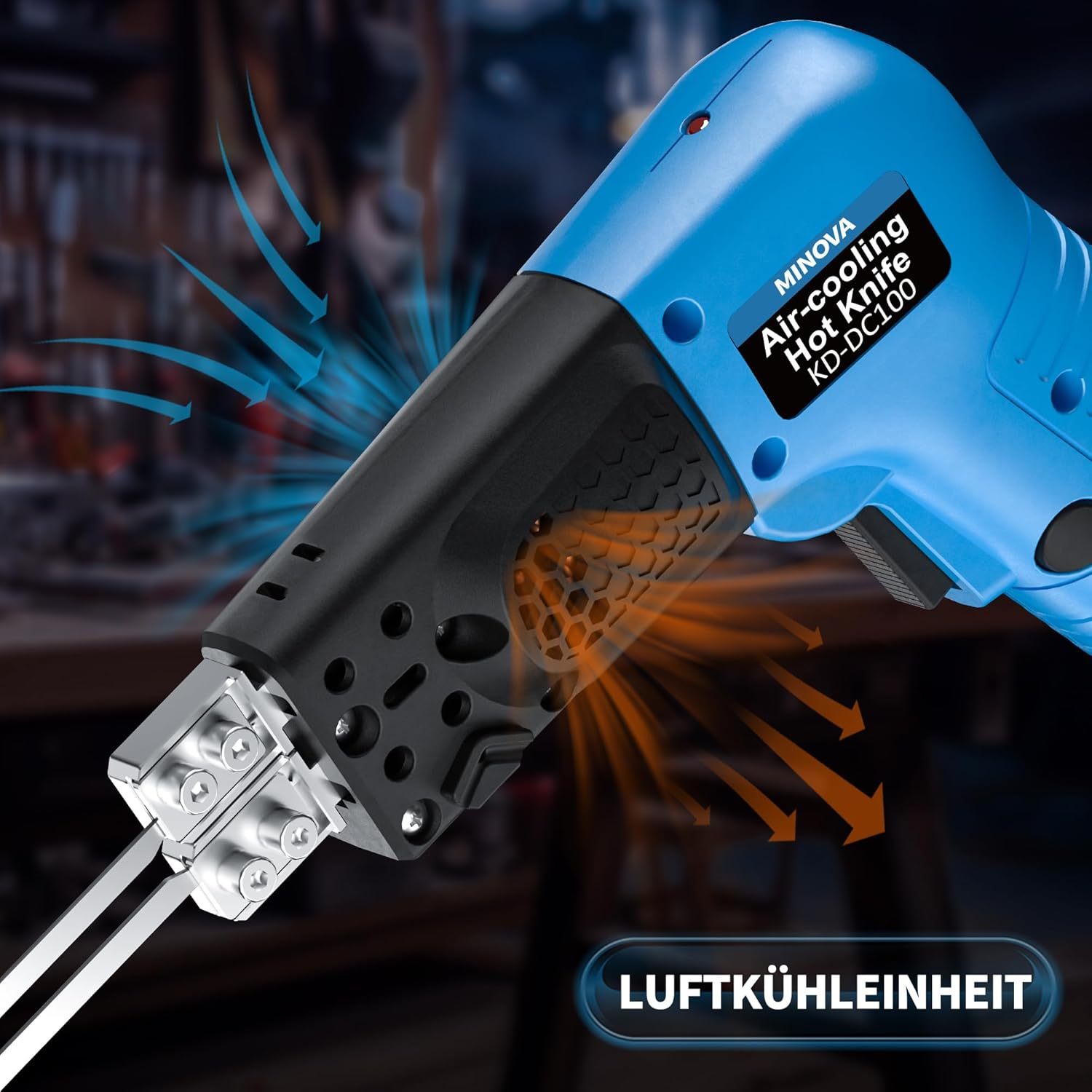 Styroporschneider Styrocutter Pro Elektrischer Heißschneider für Stoffe und Seile inklusive Messer und Zubehör mit 3 Klingen+Batteriekonverter Geeignet für MKT Batterie