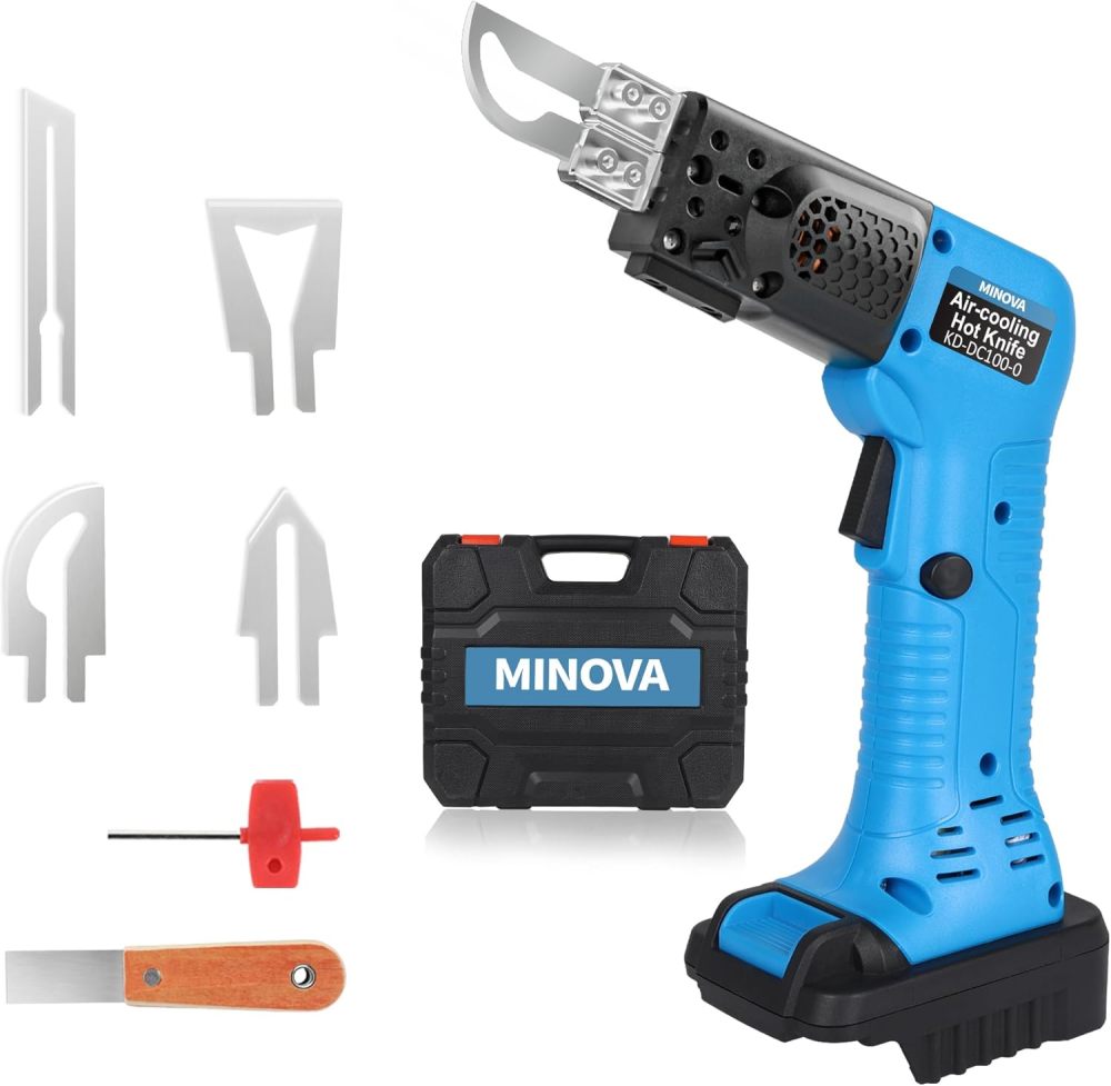 MINOVA Styrocutter Heißes Messer Kabelloser Luftgekühlter Professioneller Elektrischer Heißschneider Stoffschneidwerkzeug-Set Schaumstoff-, Seil- & Stoffschneider (MKT Batteriekonverter)
