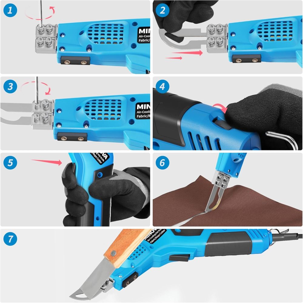 Air Cooled Pro Electric Hot Knife Fabric Cutter Rope Cutting Tool Kit with Blades & Accessories (Foam rope fabric cutter)