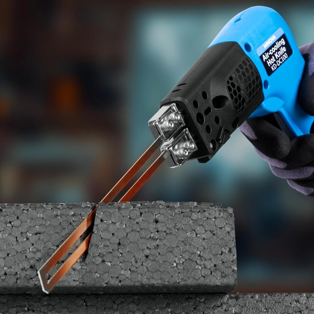 Styroporschneider Styrocutter Pro Elektrischer Heißschneider für Stoffe und Seile inklusive Messer und Zubehör mit 3 Klingen+Batteriekonverter Geeignet für MKT Batterie