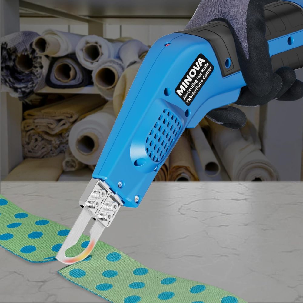 Air Cooled Pro Electric Hot Knife Fabric Cutter Rope Cutting Tool Kit with Blades & Accessories (Foam rope fabric cutter)