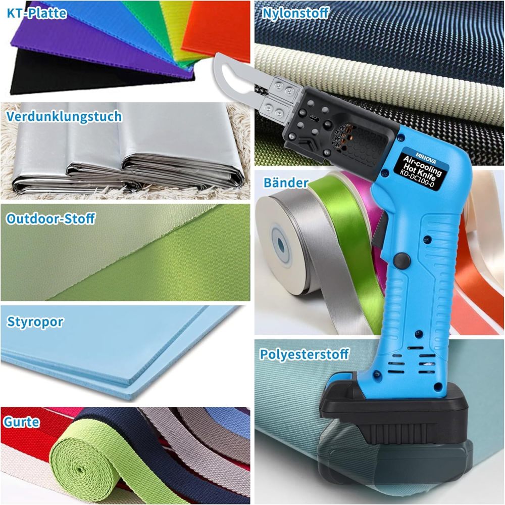 MINOVA Styrocutter Heißes Messer Kabelloser Luftgekühlter Professioneller Elektrischer Heißschneider Stoffschneidwerkzeug-Set Schaumstoff-, Seil- & Stoffschneider (MKT Batteriekonverter)
