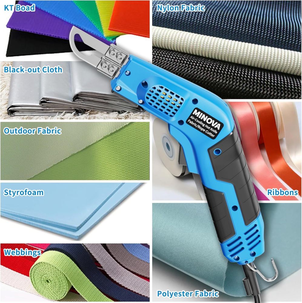 Air Cooled Pro Electric Hot Knife Fabric Cutter Rope Cutting Tool Kit with Blades & Accessories (Foam rope fabric cutter)