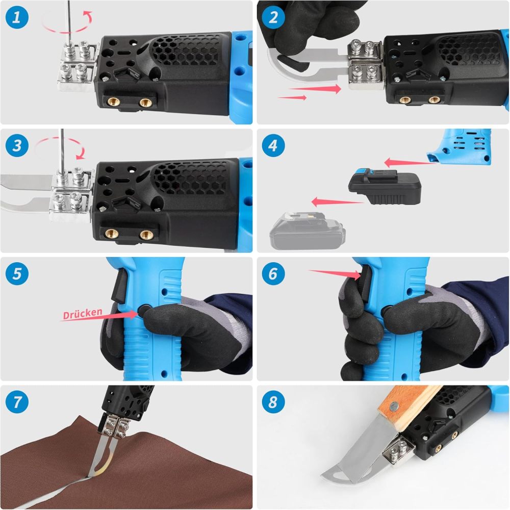 MINOVA Styrocutter Heißes Messer Kabelloser Luftgekühlter Professioneller Elektrischer Heißschneider Stoffschneidwerkzeug-Set Schaumstoff-, Seil- & Stoffschneider (MKT Batteriekonverter)