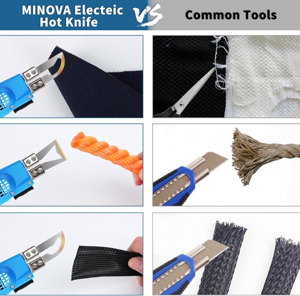 Air Cooled Pro Electric Hot Knife Fabric Cutter Rope Cutting Tool Kit with Blades & Accessories (Foam rope fabric cutter)