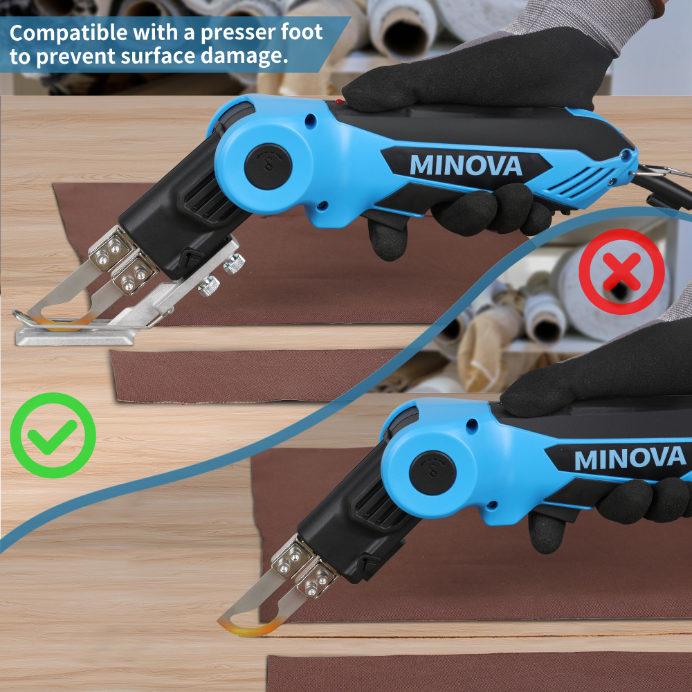 120W Rotable Fabric Cutter Rope Cutter, Cutting Tool Kit 4 Blades with Presser Foot, Full-body Air Cooling System Pro Electric Hot Knife Heat Sealer for Webbings, Ropes, Nylon Fabric, Ribbon