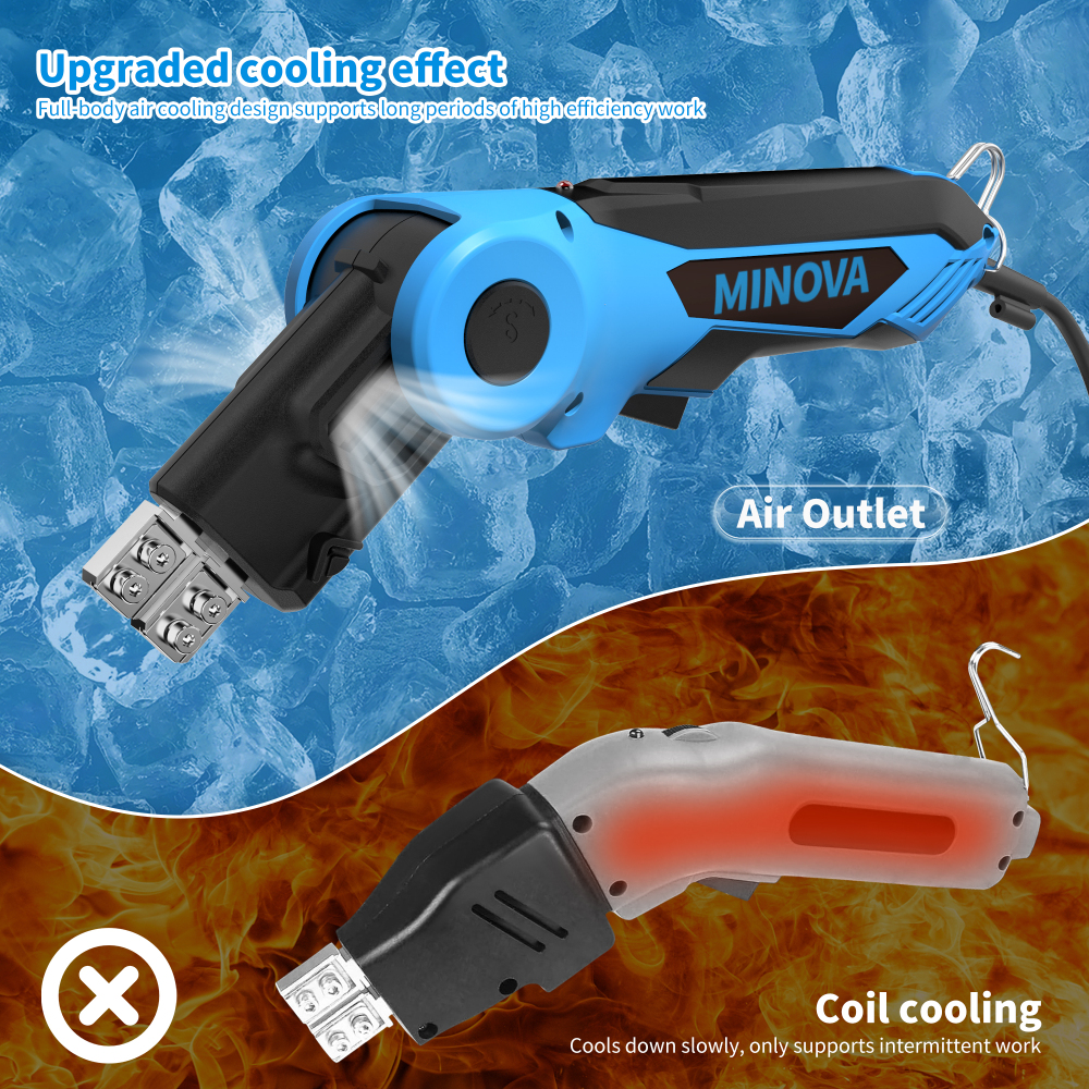 120W Rotable Fabric Cutter Rope Cutter, Cutting Tool Kit 4 Blades with Presser Foot, Full-body Air Cooling System Pro Electric Hot Knife Heat Sealer for Webbings, Ropes, Nylon Fabric, Ribbon