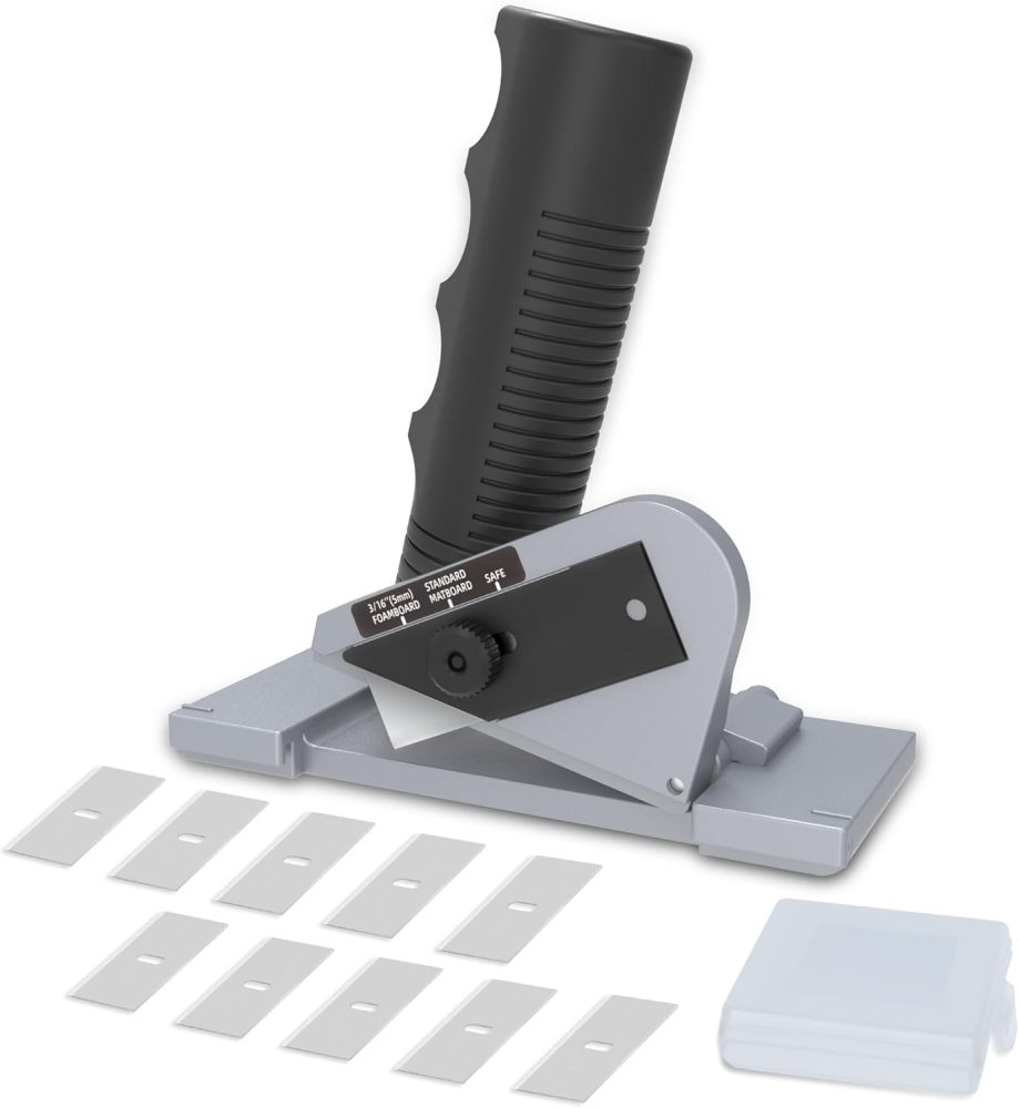 Straight Mat Cutter, 10 Replacement Blades, 90° Handheld Mat Board Cutter Design for Picture Framing and Art Projects for At-Home Framers
