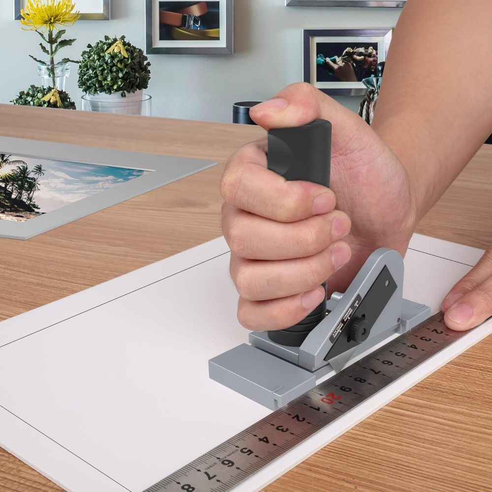 Straight Mat Cutter, 10 Replacement Blades, 90° Handheld Mat Board Cutter Design for Picture Framing and Art Projects for At-Home Framers