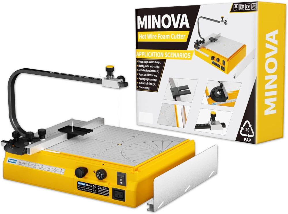 Hot Wire Foam Cutter, Foam Cutting Worktable with Elevated Extension Rail, Hot Wire Cutting Tool for EVA, Sponge, KT board, Insulation panels, Polystyrene Foam Various Thermoplastic Materials