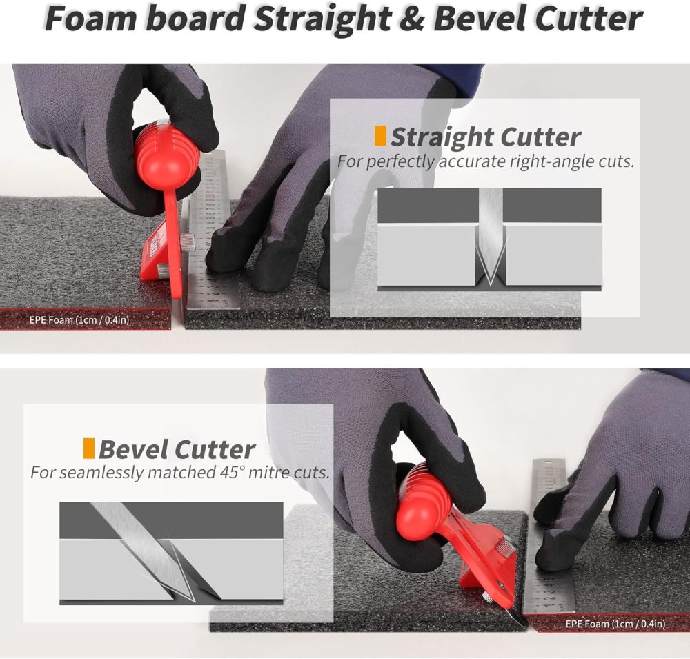 Straight/Bevel Foam Cutter, Foam KT Board Cutting Tool Adjustable 45° or 90° for Small DIY Crafts, EVA Foam, EPE Foam (Foam Board Cutter)