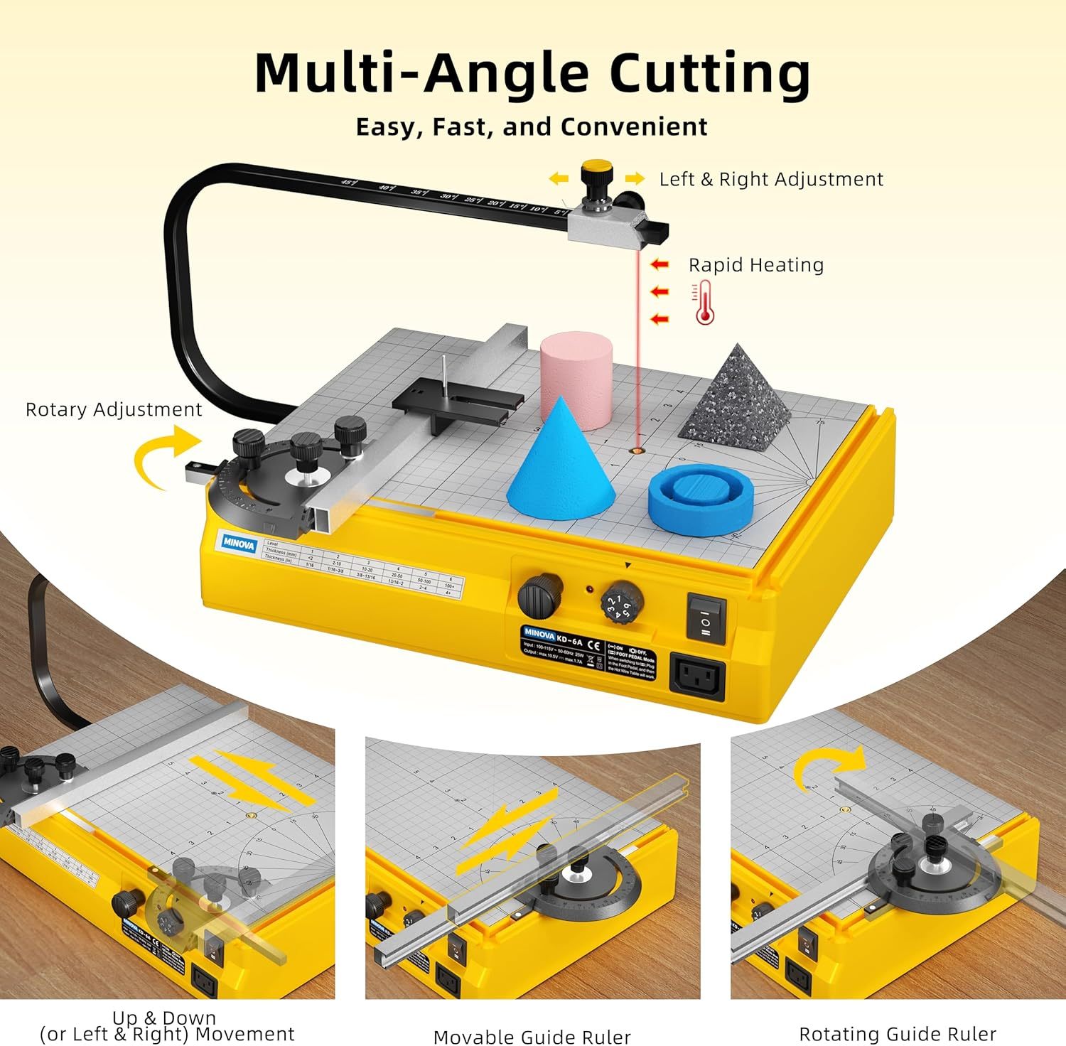 Hot Wire Foam Cutter, Foam Cutting Worktable with Elevated Extension Rail, Hot Wire Cutting Tool for EVA, Sponge, KT board, Insulation panels, Polystyrene Foam Various Thermoplastic Materials