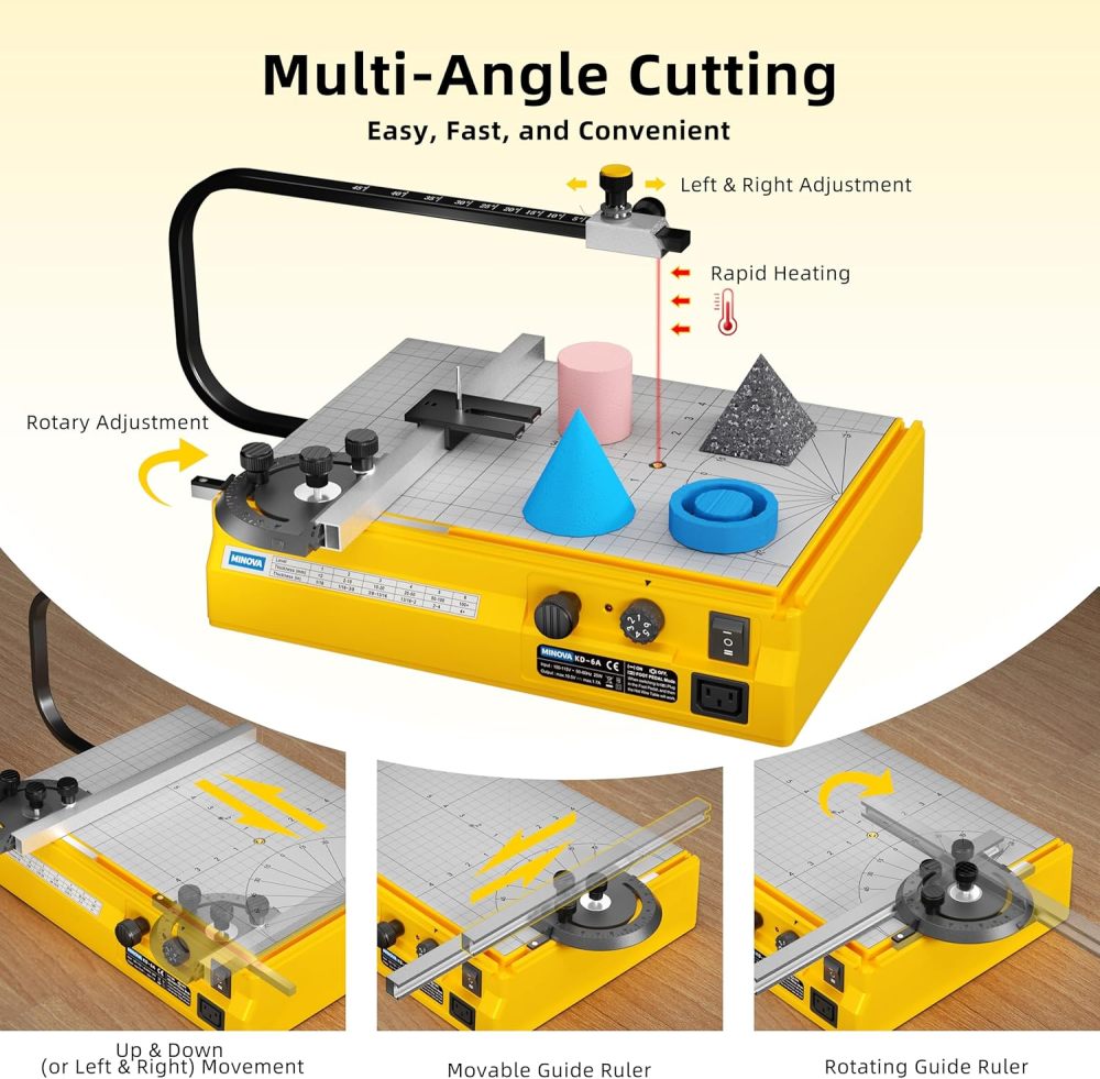 Hot Wire Foam Cutter, Foam Cutting Worktable with Elevated Extension Rail, Hot Wire Cutting Tool for EVA, Sponge, KT board, Insulation panels, Polystyrene Foam Various Thermoplastic Materials