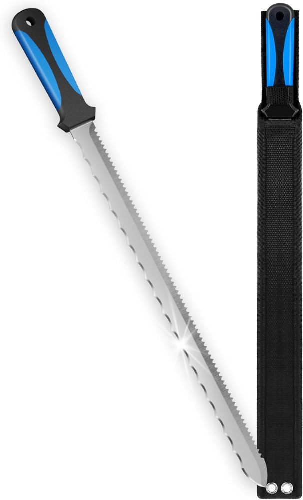 Insulation Knife with Sheath Stainless Steel Blade 16.5” Double Sided Insulation Cutter for Cutting Mineral Wool Insulation (Large)