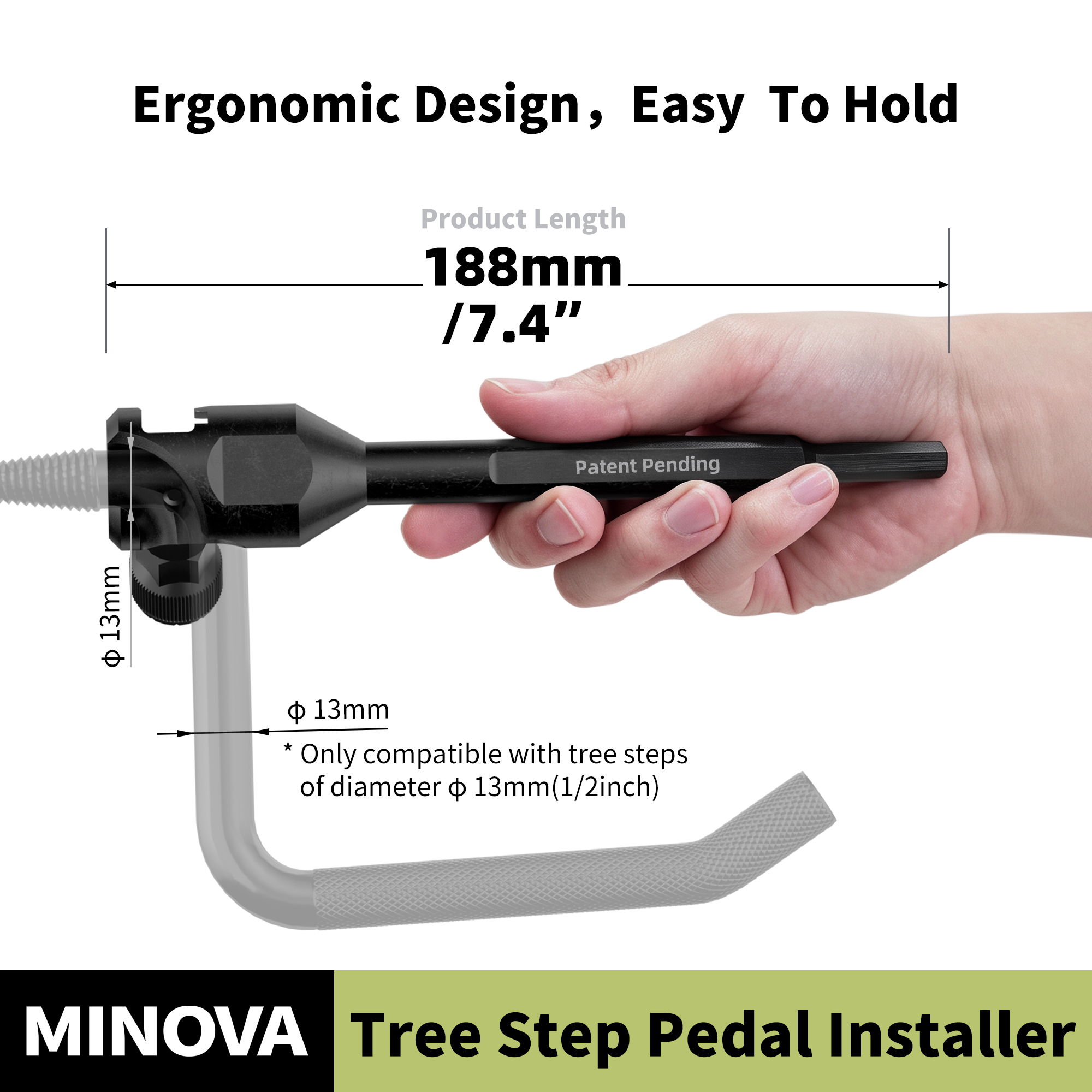 Stainless Steel Tree Step Installer with Hammer, Nail Puller, and Bottle Opener Functions