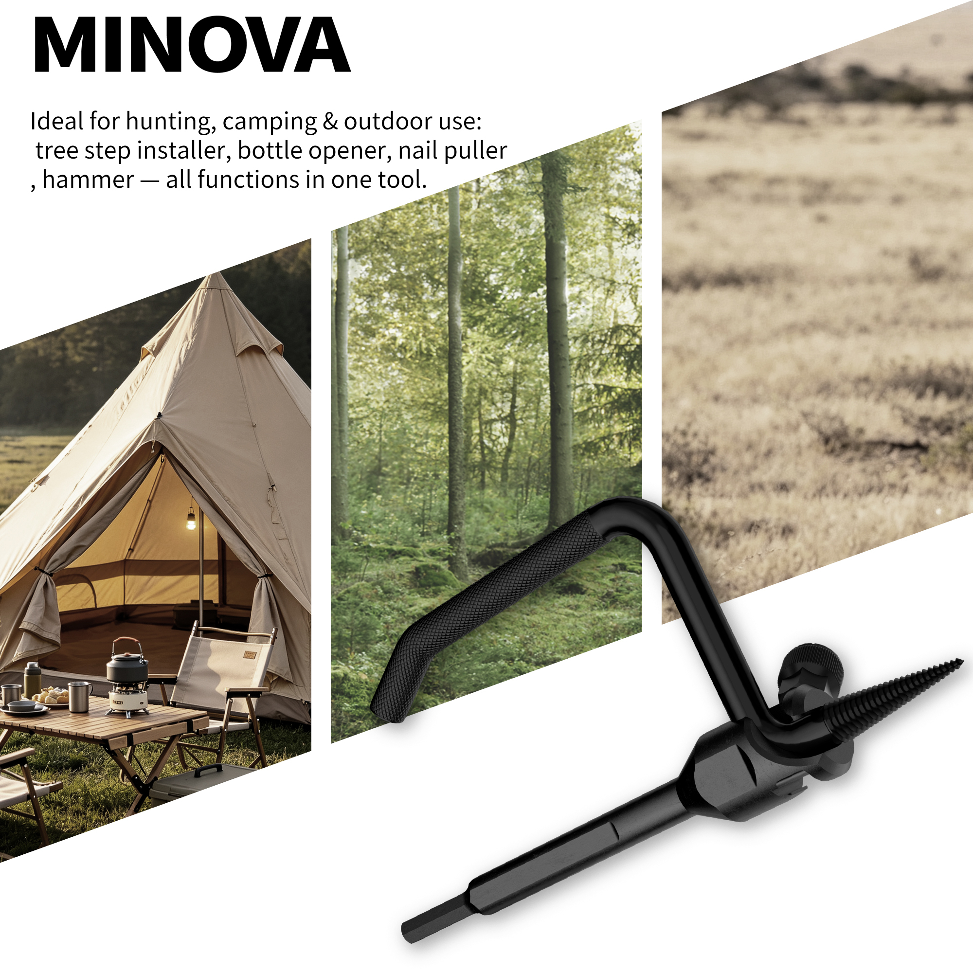 Stainless Steel Tree Step Installer with Hammer, Nail Puller, and Bottle Opener Functions