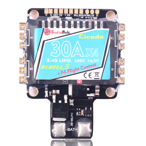 Sunrise BL-HeliS Cicada F4 Flight control and 4-in-1 30A ESC