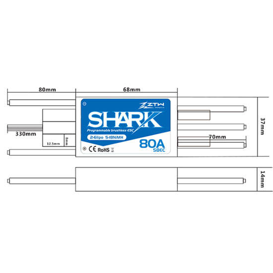 ZTW - Shark 80A SBEC ESC Water cooled Brushless Speed Controller for Rc Boats