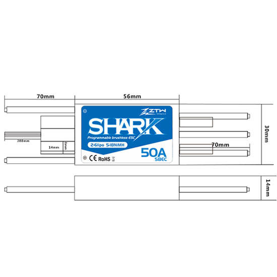 ZTW - Shark 50A SBEC ESC Water cooled Brushless Speed Controller for Rc Boats