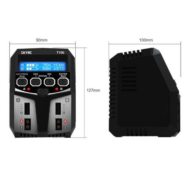 SkyRC - T100 DUAL 5A 2X50W Balance Charger for 2-4S LiPo/LiIon/LiFe/LiHV Battery